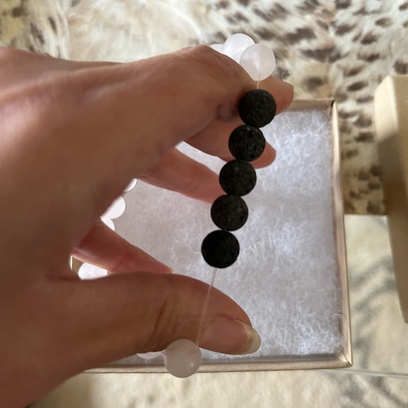 Rose Quartz & Lava Bead Bracelet - Picture 3 of 4
